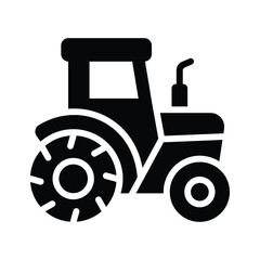 A modern glyph icon of farming tractor vehicle