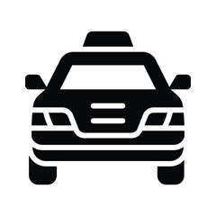 Easy to edit glyph icon of yellow taxi cab