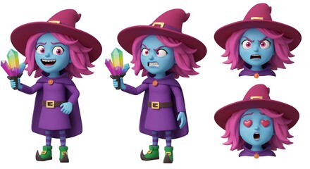 Fototapeta premium Animated character expressions fantasy creature digital illustration