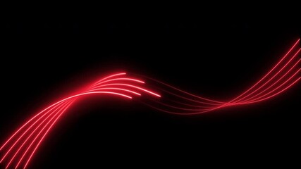 Bright neon line red laser line abstract technology background. Wavy red Neon Laser Line Technology Background Animation. Seamless Looping. Straight neon line 4k video footage. - Powered by Adobe