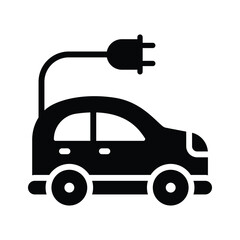 Visually appealing glyph icon of modern electric car