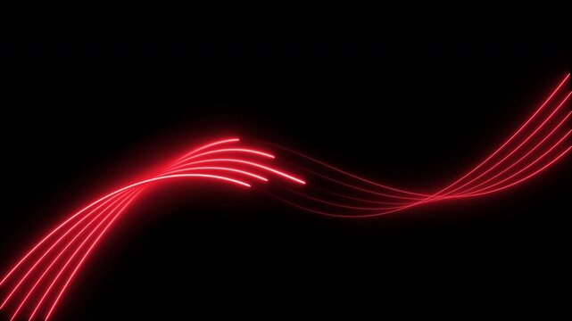 Bright neon line red laser line abstract technology background. Wavy red Neon Laser Line Technology Background Animation. Seamless Looping. Straight neon line 4k video footage.