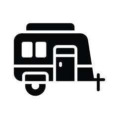 A customizable glyph icon of camping camper van
