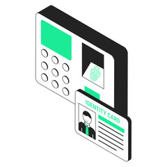 fingerprint recognition isometric illustration