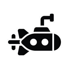 A modern glyph icon of underwater submarine vessel