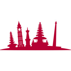 Indonesian Building Monuments Silhouette