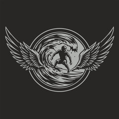 Vintage Surf club vector logo set template. Set of surfing emblems. Vector illustration set of logos on surfing theme. Surf club logo bundle