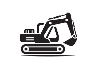 Naklejka premium Excavator silhouette vector, Excavator icon illustrator