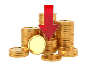 Growth financial business on white background. Isolated 3D illustration