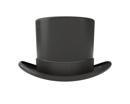 Black top hat on white background. Isolated 3D illustration