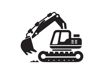 Excavator silhouette vector, Excavator icon illustrator