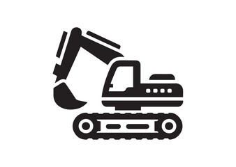 Naklejka premium Excavator silhouette vector, Excavator icon illustrator