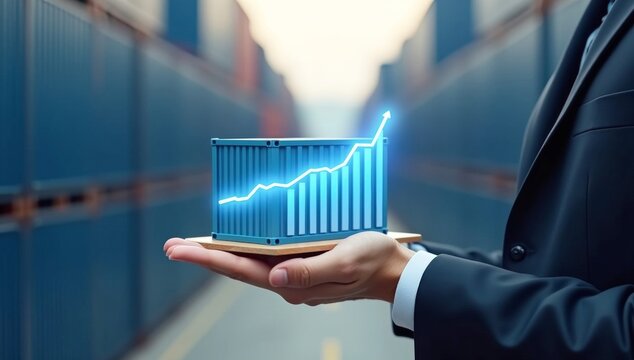 Businessman holding a laptop with a digital screen for communication