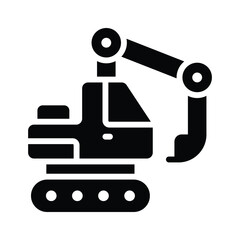 Well crafted glyph icon of heavy-duty excavator machine