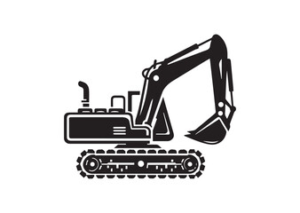Excavator silhouette vector, Excavator icon illustrator