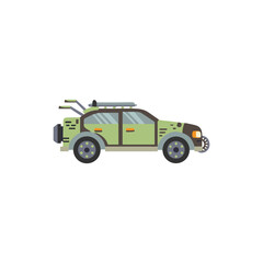 Fototapeta premium Vector Illustration of Armored Military Vehicle Camouflage Tactical Transport on White Background.