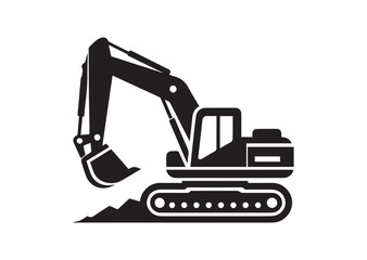 Excavator silhouette vector, Excavator icon illustrator