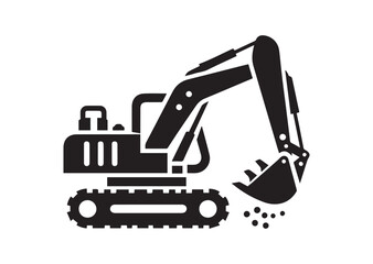 Excavator silhouette vector, Excavator icon illustrator
