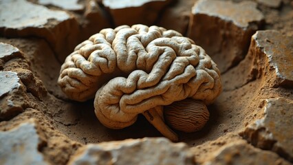 Bare brain fossil scene