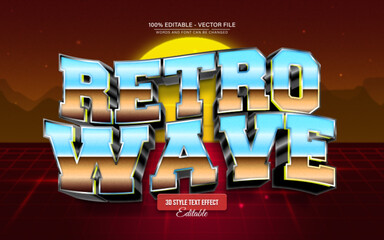 Retro Wave 80S 3D Text Effect for Poster, Logo and T-Shirt Template