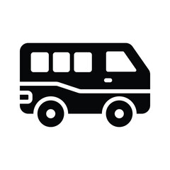 A customizable glyph icon of delivery service van