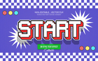 Start 3D Pixel Text Effect for Poster, Logo and T-Shirt Template