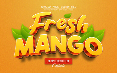 Yellow Fresh Mango 3D Text Effect Editable