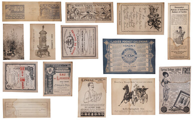 vintage ephemera, paper-based items originally meant to be used brief-cards, tickets, ads—that...