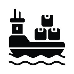 Easy to edit glyph icon of international cargo ship