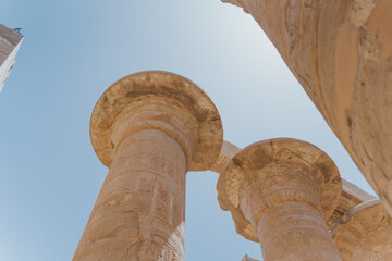 Karnak temple columns reaching for the sky in luxor, egypt
