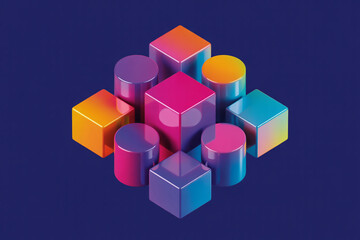 Obraz premium Symphony of Shape and Light A Floating Geometry in Gradient Harmony (1)