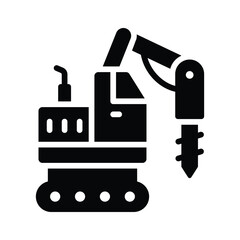 A trendy glyph icon of tunnel drill vehicle