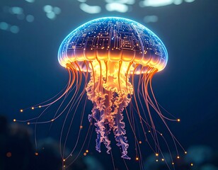 Cyber Jellyfish – Glowing Neural Network Underwater