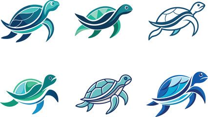 Naklejka premium Elegant Sea Turtle Logo Designs Perfect for Branding Nature Conservation or Ocean-themed Businesses