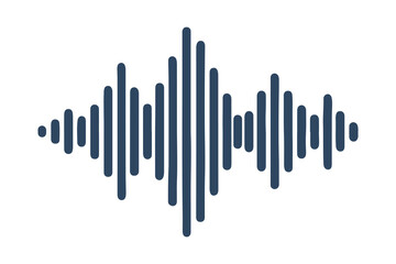 Audio Waveform Vector Icon. Sound Wave Symbol Isolated on White Background, Music Equalizer Graphic for Audio Apps, Podcasts, and Media Design