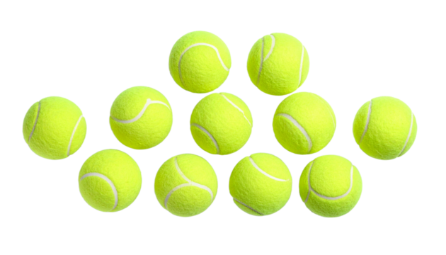 Tennis balls isolated on transparent background top view