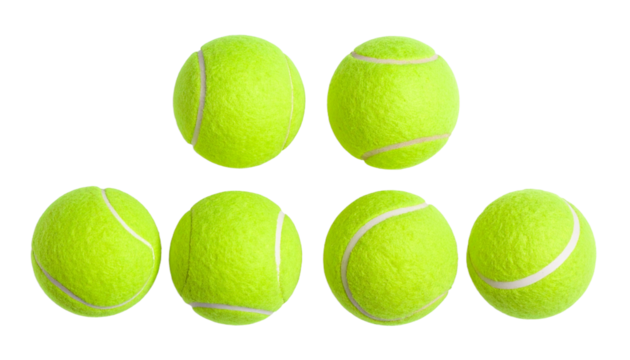 Tennis balls isolated on transparent background top view