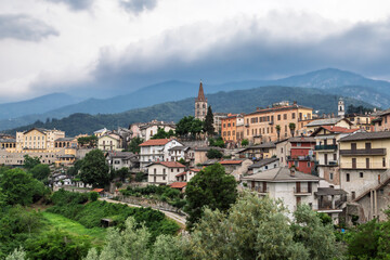 Fototapeta premium The town of Dronero in the Italian Piedmont
