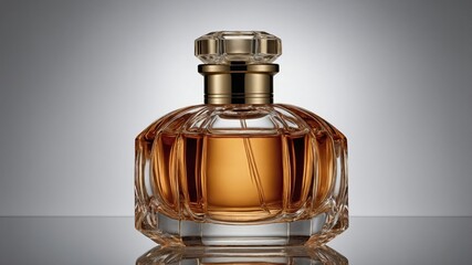 Elegant perfume bottle with amber fragrance in luxurious crystal glass design