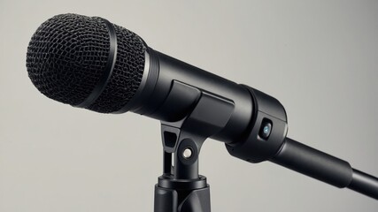 Closeup of a professional microphone on stand: ideal for podcasting and studio recording