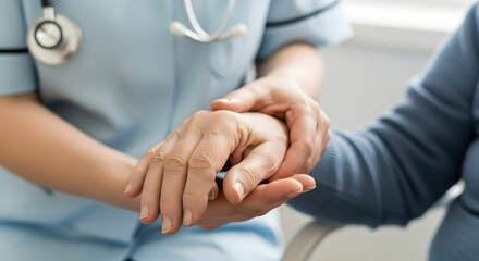 Fototapeta premium Compassionate Touch: Nurse Assisting Elderly Patient