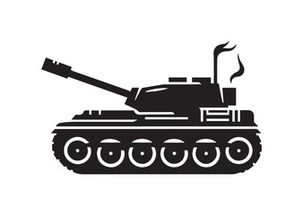 Tank silhouette vector, Tank icon illustrator