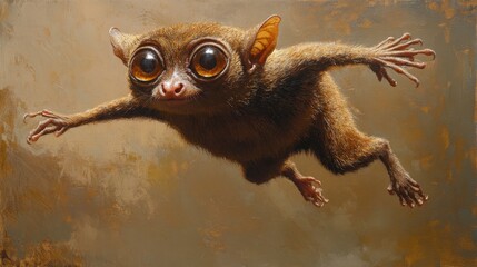 A tiny lemur appears to be floating in mid-air.