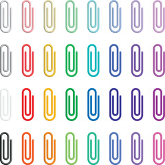 Colorful clip set, illustration, stationery, rainbow / カラフルなクリップセット イラスト 文房具 レインボー