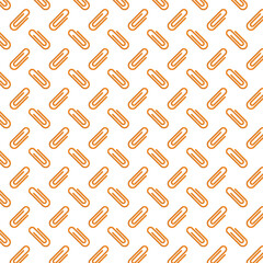 Clip art background, pattern illustration, stationery, and swatch support in orange. / クリップが並んだ背景素材 パターンイラスト 文房具 スウォッチ対応 オレンジ
