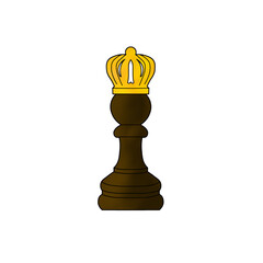 Icon illustration of a brown king chess piece. Sports, brain, game, strategy.