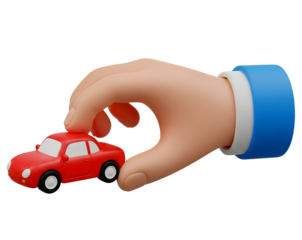 Hand Holding a Miniature Car Minimalist 3D Rendering in a Soft And Smooth Renderer