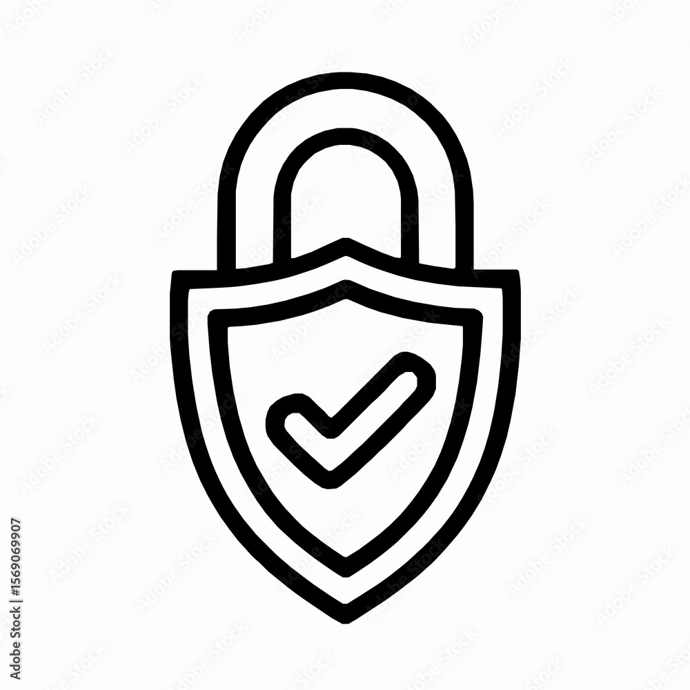 Poster secure shield icon with checkmark illustrating data protection and cybersecurity concepts