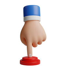 Finger Pressing a Red Button Minimalist 3D Rendering in a Soft And Smooth Renderer