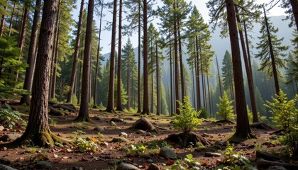 Obraz premium visualization of dry tree death impacting carbon and nutrient cycling biodiversity in forest ecosystems.